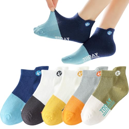 YANWANG Calcetines Transpirables Para Niños Verano Calcetín De Algodón Suave Para Niños Pequeños 5 Pares(Multicolor4-TODAY,L)