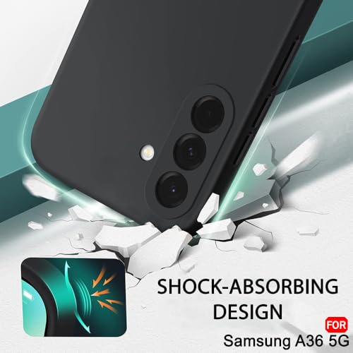 Image of TheGiftKart Liquid Silicone Back Cover Case for Samsung Galaxy A36 5G | Soft Micro-Fibre Lining Inside | Camera & Screen Protection | Shockproof Back Cover Case for Samsung A36 (Silicone, Black)