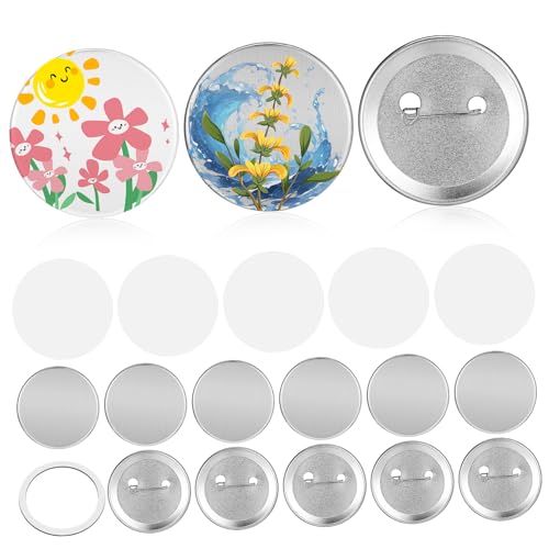 Beatifufu 100 Sets Button Maker Kit Metal Badge Pins Round Buttons DIY Badge Making Supplies