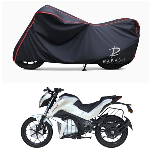 Image of Waterproof Bike Body Cover Compatible for | Tork Kratos R | Taffeta Fabric, Red Piping Design, Bottom Elastic Fit | Dustproof, Sun UV & Rain Protection for All Bikes