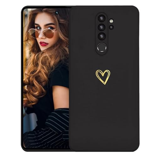 Kaywzo Cover per Xiaomi Redmi Note 8 Pro,Custodia in Silicone TPU Liscio di Morbido con Modello Cardiaco,Design Minimalista,Ultrasottile Donna Antiurto Case Cover,Nero