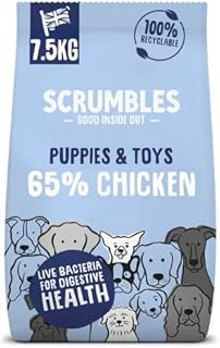Scrumbles Natural Gluten-Free Dog Dry Food With Fresh Chicken, For Puppies And Adult Toy Breeds, 7.5Kg