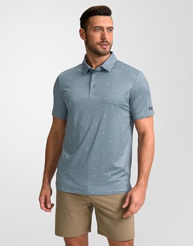 Image of Obla Mens Golf Polo Shirts Short Sleeve Dry Fit Performance Moisture Wicking Casual Print Collared Golf Shirts for Men