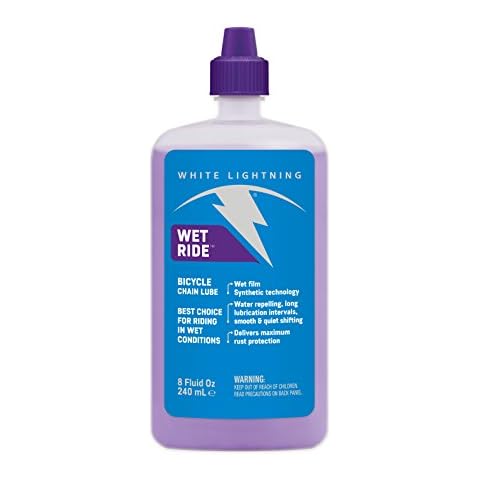 White Lightning Wet Ride Extreme Conditions Heavy Bicycle Chain Lube, 8-Ounce Drip Squeeze Bottle Cover