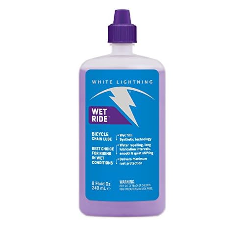 White Lightning Wet Ride Extreme Conditions Heavy Bicycle Chain Lube, 8-Ounce Drip Squeeze Bottle