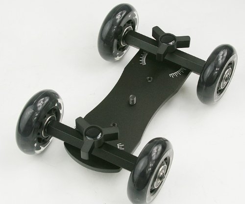 FOTGA Table Dolly Mini Voiture de Bureau Rail Track Curseur Cinéma Trépied pour DSLR Appareil Photo Caméscope - Balck