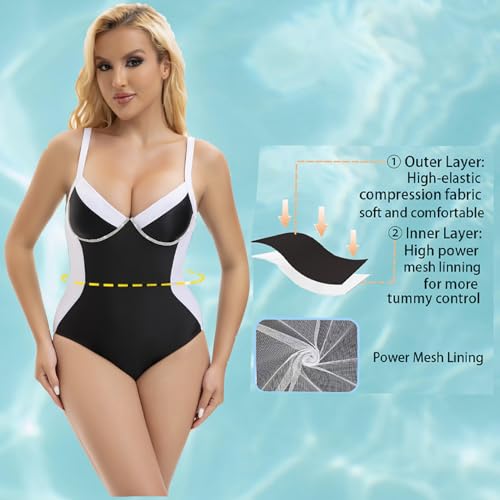 Womens Tummy Control One Piece Swimsuit Sexy Crisscross Back Bathing Suit4