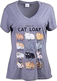 Cat Loaf Funny Cat Shirt - Cute Kawaii Cat Shirts for Women Novelty Clothing T-Shirt - (Vneck,L)