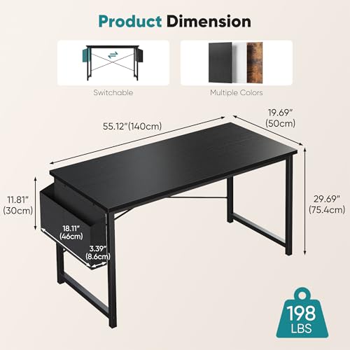 Image of OLIXIS Computer Desk, 55 Inch Gaming Desks for Home Office Small Spaces