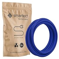 Smartect Cable Textil En Color Gris Oscuro, Cable Electrico 3 Hilos De 5 Metros (3 X 0,75 Mm²) Cuerda Para Lampara Con Revestimiento Textil Para Su Proyecto DIY