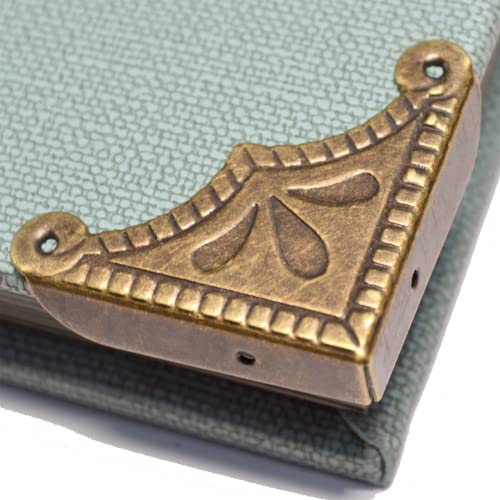 Image of 12 Pcs Vintage Bronze Corner Protectors Decorative Metal Edge Covers Antique Safety Guards Retro Right Angle Bracket with Nails for Furniture Edge Wood Case Corner Jewelry Box (Side Length:1-1 /2 inch)