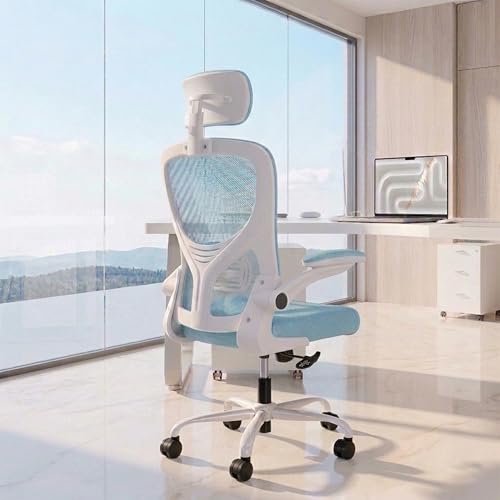 Image of Casa Copenhagen Blue White | High Back Imported Mesh Fabric Boss Office Chair | Y Design Ergonomic Back Support | 2D Aero Design Adjustable Armrests | Synchro Tilt Lock Mechanism Support