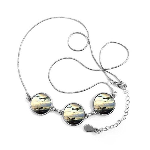 Cadeau collier Seconde Guerre mondiale avec pendentif rond de combat naval