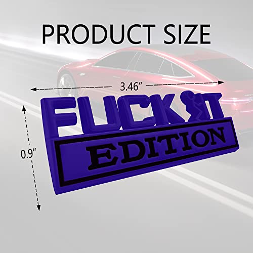 Image of Fuck IT Edition Emblem, Car Exterior Emblems Badge 3D Sticker Decal, Fuck-IT Edition Emblem 3D Fender Badge Decal, 3D Fender Badge Decal Car Truck Replacement, Fit for All Cars (Blue Black)