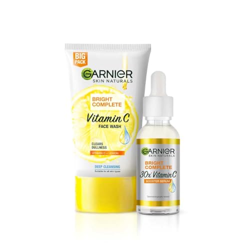 Garnier Bright Complete Facewash 150g & Bright Complete Vitamin C Serum 30ml | Combo