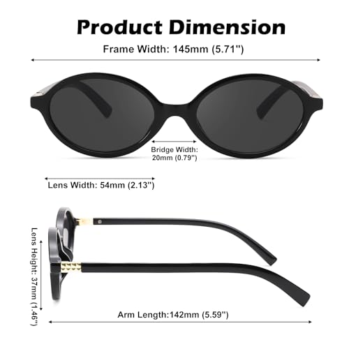 Retro Oval Sunglasses for Women - 90s Vintage Trendy Sun Glasses - UV400 Protection Sunnies 5