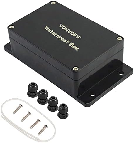 VONVOFF Electrical Box, Universal Junction Box,Dustproof Waterproof IP65 ABS Plastic Box,with Fixed Hole and 4pcs x M16 Cable Gland,7.8" x 4.7" x 2.9"/200 x 120 x 75mm,Black…