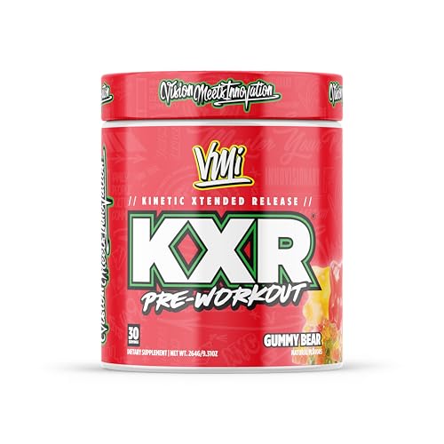 KXR Pre-Workout Energy Powder | Intense Energy Pre-Workout Drink for Men and Women| Creatine Free | Improves Performance - Enhanced Focus & Increased Endurance | 30 Servings (Gummy Bear)