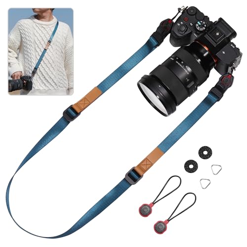 Yullmu Camera Strap Compatible for Peak Design Quick Release - Adjustable Length 198 lbs Load Capacity Quick Installation Durable 0.78 Inch Wide for DSLR Mirrorless & Travel Photography（Blue）