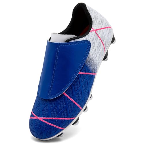 VTASQ Zapatos de Fútbol Niño Profesional Zapatos de Entrenamiento Adolescentes Deporte Atletismo Botas de Fútbol Cesped Artificial Zapatillas de Fútbol Blanco Azul EU36