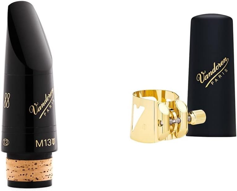 Vandoren CM4158 M13 Lyre 13 Series Profile 88 Bb Clarinet Mouthpiece & LC07P Optimum Ligature and Plastic Cap for Alto Saxophone Gilded with 3 Interchangeable Pressure Plates
