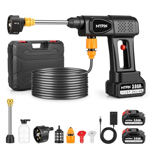 Hidrolimpiadora de Alta Presion, 600 PSI, 21V, 2 Baterías Recargables, Boquilla 6-en-1 con Modo Chorro para Limpieza de Coches, Suelos, Paredes y Vallas