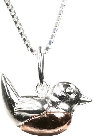 Red Breast Robin Vintage Style Bird Sterling Silver Charm Necklace Pendant with 18 inch Silver Chain