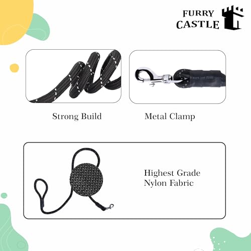 Image of Nylon Rope Leash for Dogs with 360 Degree Rotation- Black in Medium Size