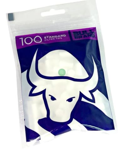 100 x Bull Brand Standard 8mm Filter Tips | Premium Quality Standard Filters for Cigarettes & Rolls | Convenient, Trending Smoking Accessories (1 x Pack Standard 8mm Re-sealable Bag) Sold by Swiss+