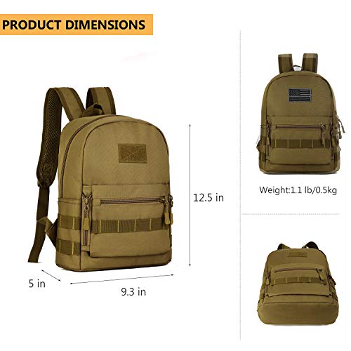 Arcenciel 10L Kid's Tactical Backpack Military Army Day Assault Pack Molle Bag Backpacks Rucksacks For Outdoor Hiking Camping Trekking Hunting With Patch (Coyote Brown) … #TOP3