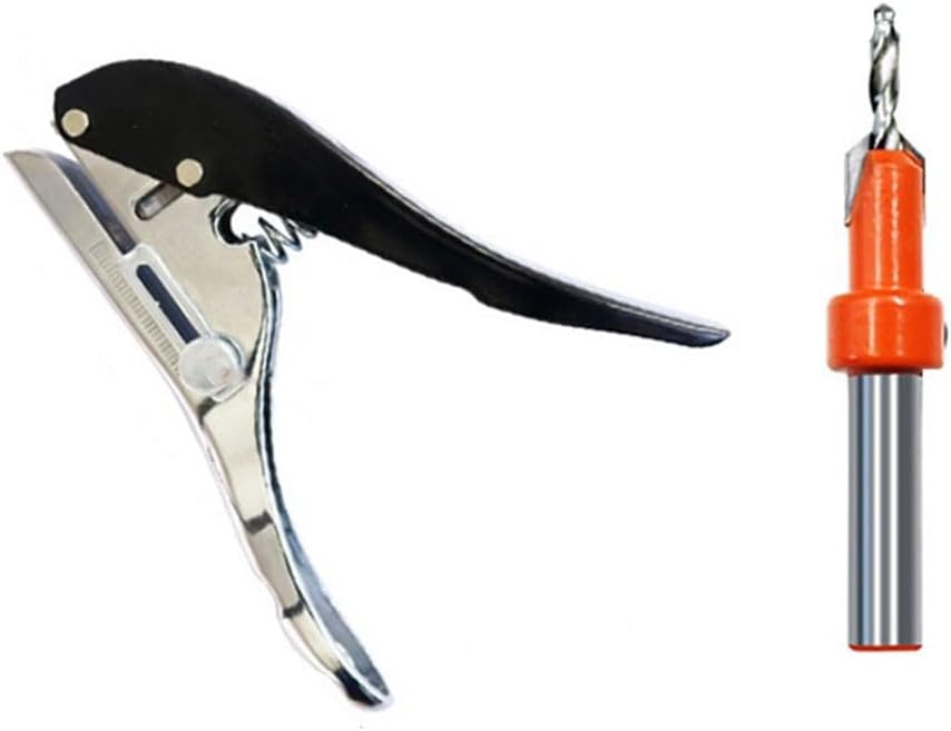 2pcs Plier Card Hole Punch Set with Countersink Drill Woodworking, 8mm Hole Diameter, Adjustable Depth 1-20mm, Edgebanding, Paper, Plastic Sealing