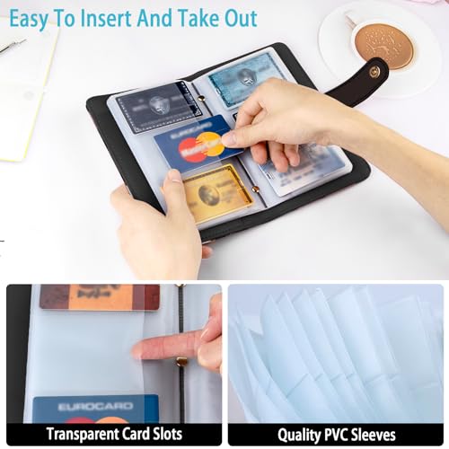 Aatacas Business Card Organizer Book for Women & Men, Unisex PU Leather Portable Business Card Book Holder, Credit Card Organizer Binder 96 Card Slots (Up to 192 Business Cards)