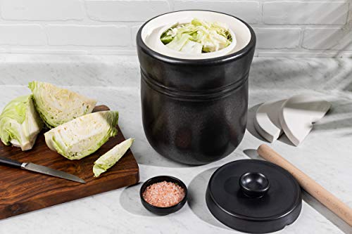 Tomo Fermentation Crock With Weights - Ceramic Sauerkraut Pickling Crock - Stoneware Kombucha Brewing (7L) #TOP3