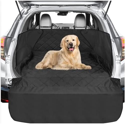 Mancro SUV Cargo Liner For Dogs, Waterproof Dog Seat Cover For SUV With Bumper Flap Protector, Durable Non-Slip Polyester Pet Trunk Cargo Cover For Vehicles, Jeeps, Vans, Universal Fit (84" L X