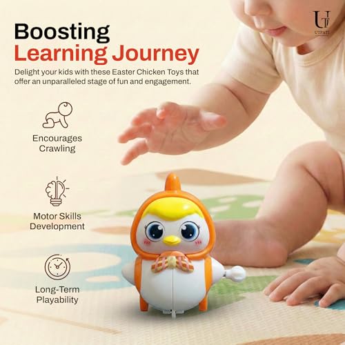 Image of Chicken Toys for Kids, Swinging Chain String Magnetic Hen with Chick Learning to Crawl Spring Toy, Crawling Wind-up Duck, Walking Chicken Cute Windup Toy for Boys Girls Toddler