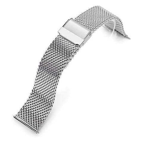 22mm Quick Release Milanese Mesh Watch Band Tapered Style Polished Cover