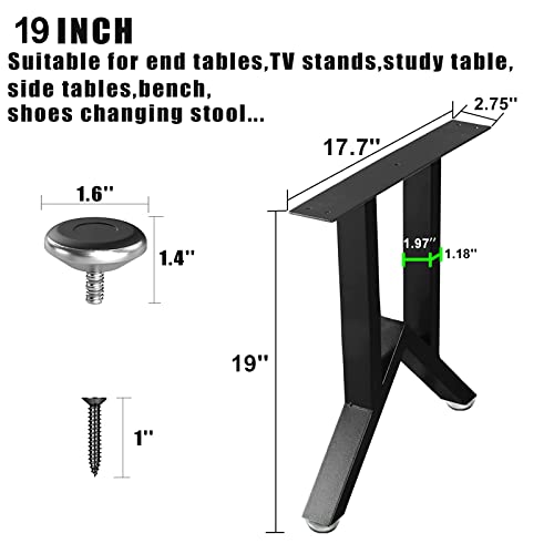 Nxn-Home 19 Inch Metal Legs, Coffee Table Legs, Bench Metal Legs, Set Of 2 Mid Century Home Diy Projects Black Furniture Legs(19.5”H X 17.7”W) #TOP1