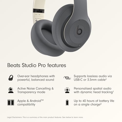 Image of Beats Studio Pro - Premium Wireless Over-Ear Headphones- Up to 40-Hour Battery Life, Active Noise Cancelling, USB-C Lossless Audio, Apple & Android Compatible - Amazon Exclusive Sand Gray