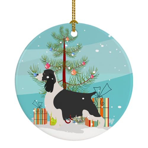 Caroline's Treasures English Springer Spaniel Christmas Ceramic Ornament Christmas Tree Hanging Decorations for Home Christmas Holiday, Party, Gift, 3 in, Multicolor