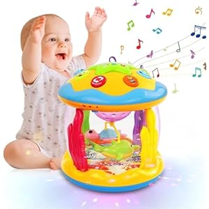 Furktem Baby Toys 12+ Months Ocean Rotating Projector – Early Education Toys 12-18 Months with Various Pacify Music/Light Kids Toddler Toys for 1 2 3+ Year Old Boys Girls Birthday