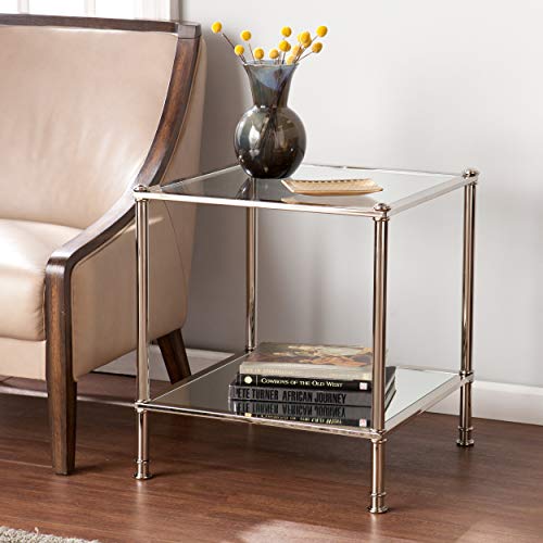 Southern Enterprises Paschall End Table, Metallic Silver Finish #TOP1