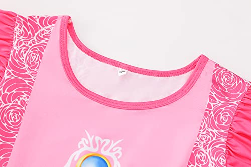 Girls Peach Cosplay Outfit Princess Dress Gown Flutter Sleeve Summer Casual Dresses Peach Dress Kids Peach Cosplay Outfit Little Princess Role Play Outfit Birthday Gift #TOP3