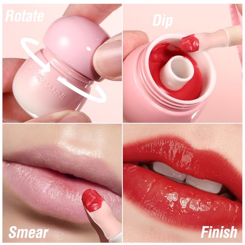 LANGMANNI Pudding Glow Lip Balm | Velvet-Smooth Lip Gloss for Nourished, Glowing Lips | Hydrating, Non-Sticky Glossy Tinted Lip Balm Makeup 0.28 Oz (#1+#2, 2) - Thumbnail 2