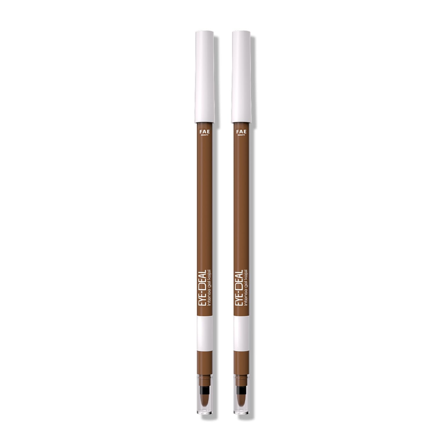 FAE Beauty 24Hr Longstay Eye-Deal Intense Gel Kajal -Smudgeproof, Waterproof, With Built-in Sharpener & Fine Bristle Brush |Matte Finish | One Swipe Application, Non-Irritant, Dermat Tested - Brown Sugar | Pack of 2