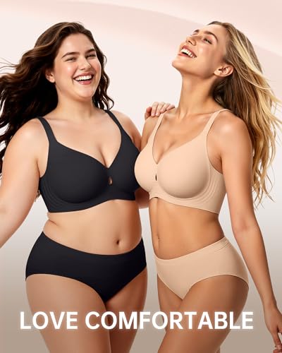 LetsJoli Black Bra Wireless Bras for Women No Underwire Seamless Support and All Day Comfort Tshirt Bras Early Fall Fashion(Black S) - Image 6