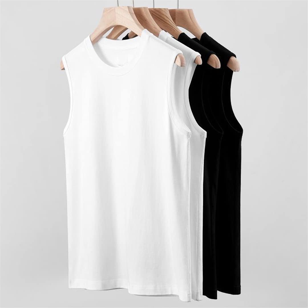 Męskie koszulki bez rękawów Kamizelka Casual Tank Tops, Biały Szary, M