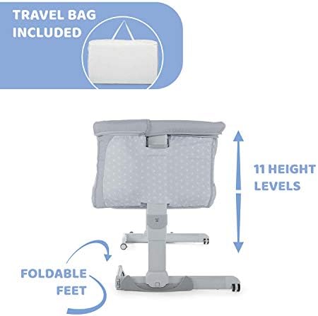 Chicco Next2Me Dream, Grey | Side-Sleeping Crib, Adjustable Height, inc. Mattress and Travel Bag