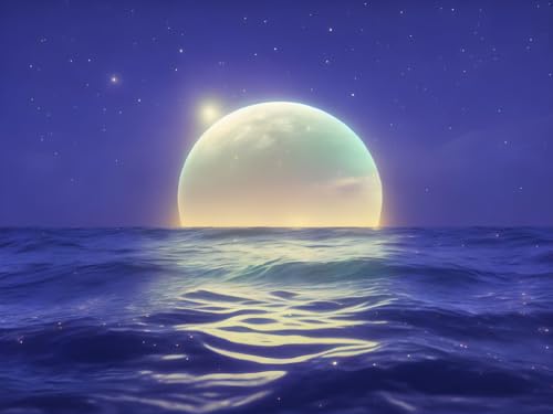 Poster lune d'été sur océan Meechi 50x70 cm pour tableau mural de chambre et déco mer