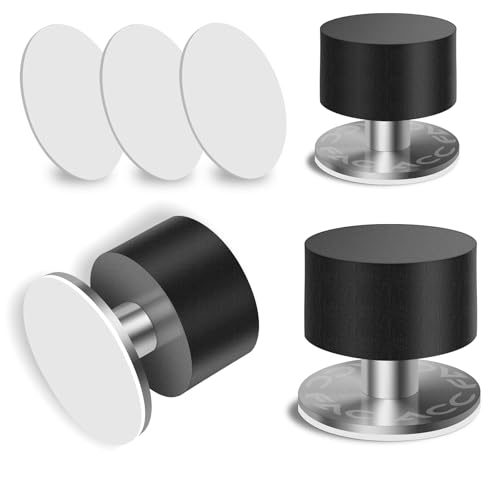 FACIACC 3 Pack Door Stopper with 6PCS Extra Stickers, Self-Adhesive Black Rubber Bumpers & Heavy Duty Stainless Steel Body with Sound Dampening, Wall Protection, Wall Mounted for Home Office Use