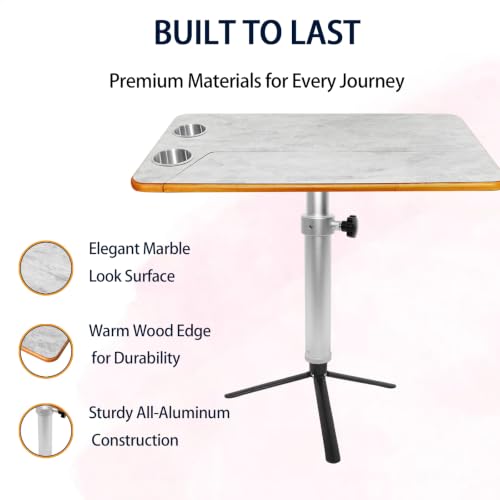 Mesa de comedor plegable con soporte de trípode extraíble para camper 31.5" 5